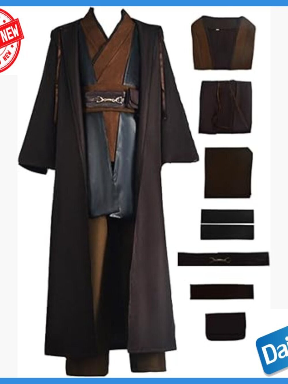 Large Men's Cosplay Costume Velvet Robe Tunic Belt Set Halloween